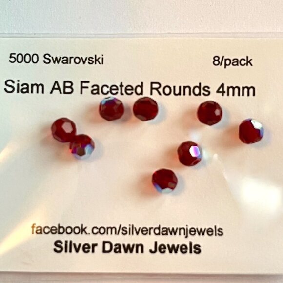 As Low As $2 4mm Siam AB Swarovski Crystal Round 5000 Beads 8pcs - Picture 2 of 2